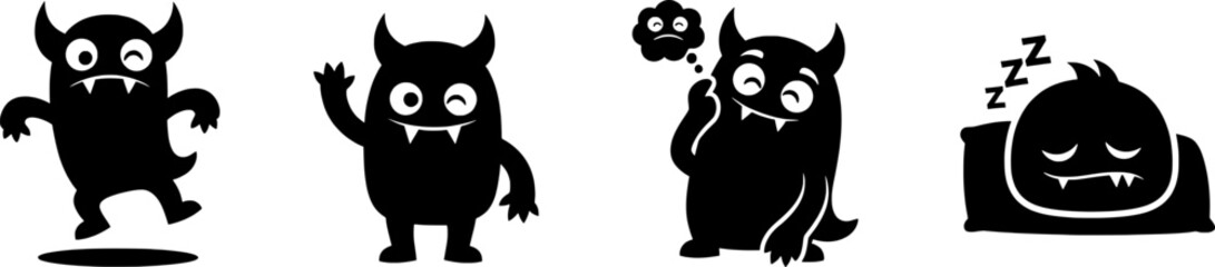 Cute Monster Character Vector DesignIsolated on White Background 