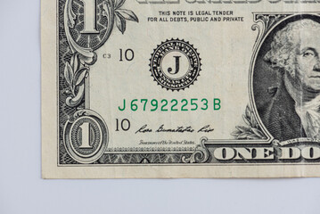 Close-Up Of One Dollar Banknote With Serial Number And Seal Detail