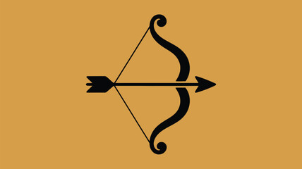 Elegant bow and arrow design for sports branding or archery club promotions with classic style and symbolic strength on tan background