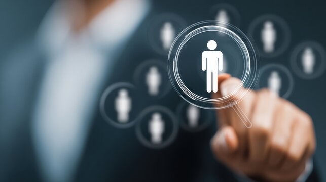 Man selecting person from group of icons