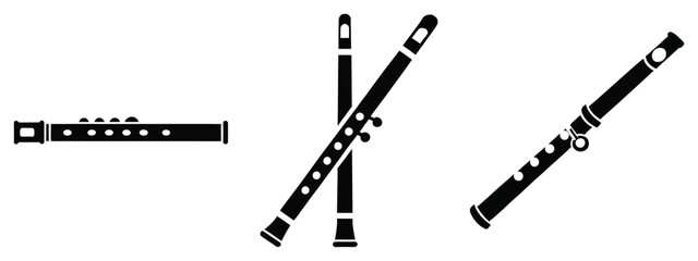 christmas flute silhouette vector icon set © SreeAtul