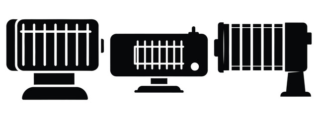christmas heater silhouette vector icon set