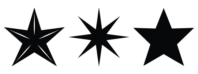 christmas sparkle star silhouette vector icon set