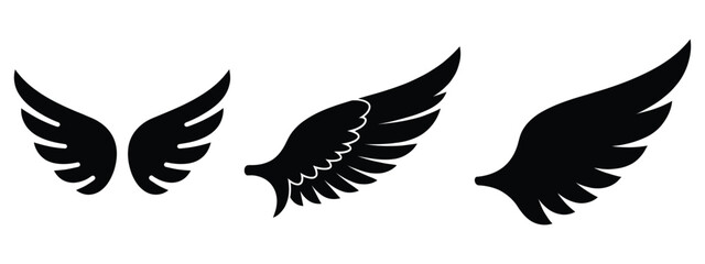 Obraz premium christmas wing silhouette vector icon set
