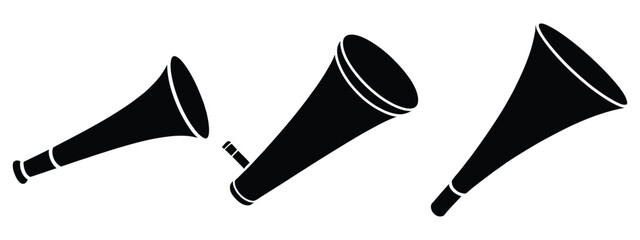 holiday horn silhouette vector icon set