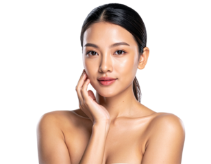 Natural Beauty Portrait of Woman with Healthy Skin on White Background – Clean Skincare Close-Up Photography