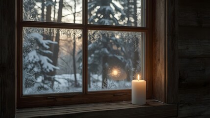 The ultimate cozy winter scene, inviting the viewer into a warm refuge from the cold, silent night.