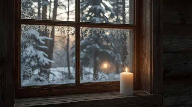 The ultimate cozy winter scene, inviting the viewer into a warm refuge from the cold, silent night.
