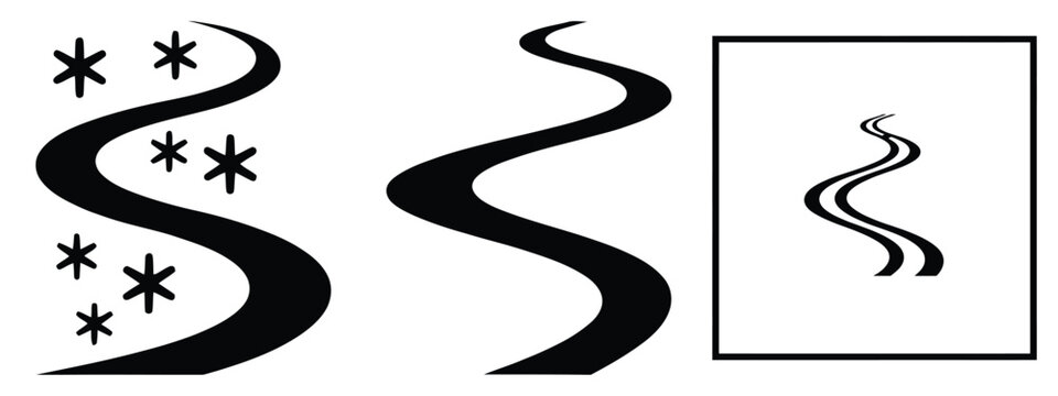 snow trail silhouette vector icon set