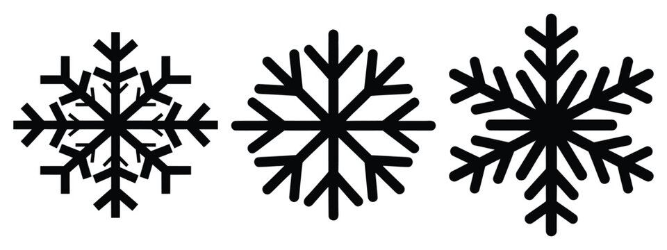snowflake silhouette simple silhouette vector icon set