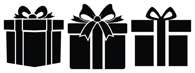 winter gift silhouette vector icon set