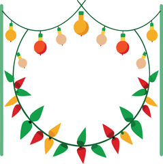 Holiday Garland Frame Minimalist Illustration