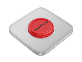 Red round download button on transparent background