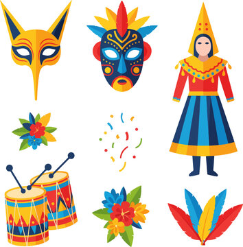 set of Carnaval de Barranquilla icons