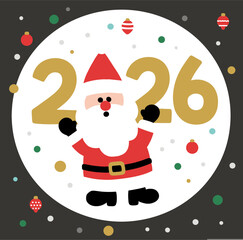 Cute Santa Claus Character Standing With Text 2026 For Christmas And New Year Celebration
