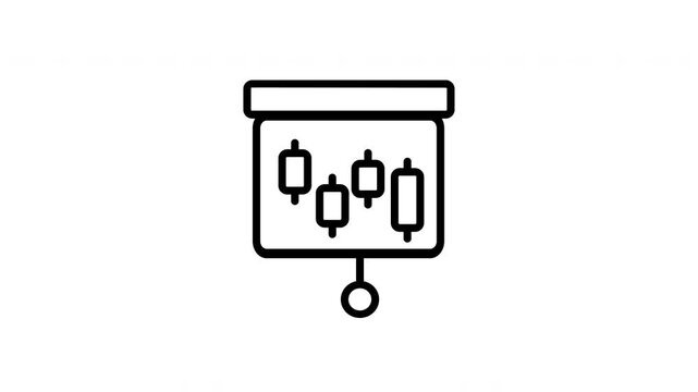 Animation icon A black and white image of a projector screen with a line of four dots on it