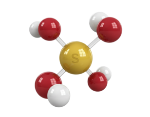 3D Molecular Chemical Formula with Glossy Spheres and Rods, Isolated on Transparent Background