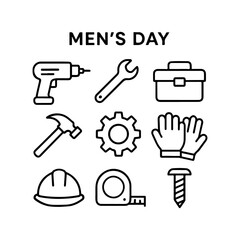 Obraz premium Men s day celebration with tools and construction icons