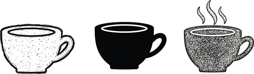 Set of coffee cup icons vector illustration in different styles isolated on white background