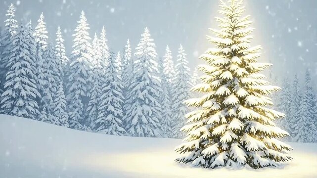 christmas tree with snow