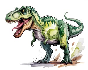 Fierce tyrannosaurus rex dinosaur roaring with open mouth and sharp teeth