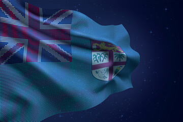 Fiji digital LED waving flag on dark starry background