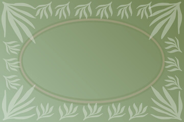 Elegant green background with bamboo leaf border and oval frame