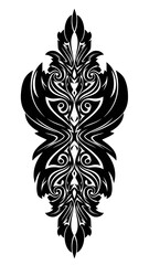 Obraz premium Abstract Floral Decorative Design Ornament with Curved Lines and Symmetrical Elements in Dark Black Color Isolated on White Background Vector Illustration Design Template Exactly 200 Characters