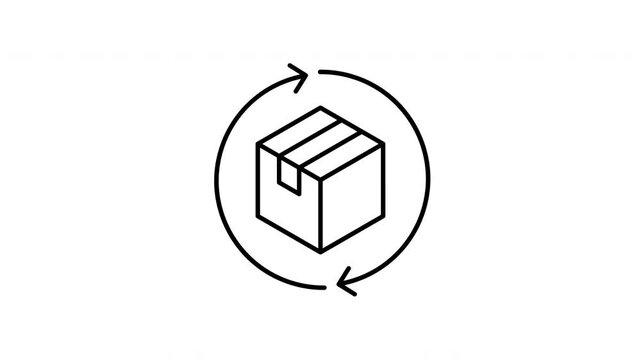 animation icon A box with arrows pointing to it and a circle around it.