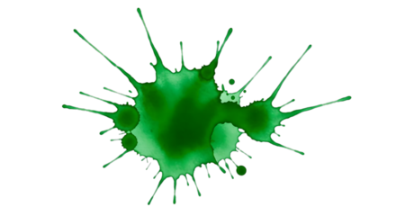 Green ink splash on isolated white background, dynamic fluid abstract shape