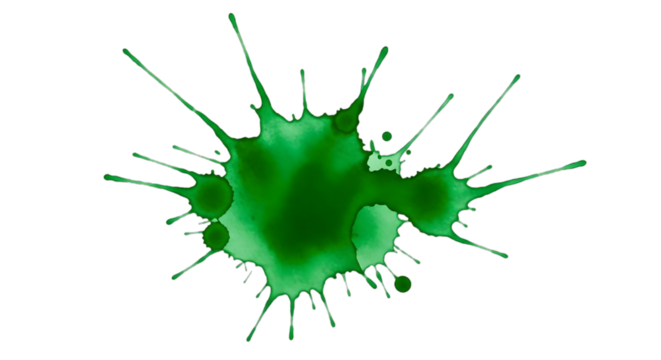 Green ink splash on isolated white background, dynamic fluid abstract shape
