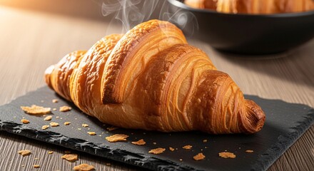 Croissant on Dark Slate Board