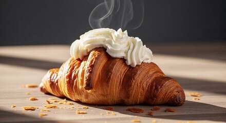 Croissant with Whipped Cream Dollop
