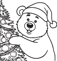 Cute polar bear cub cartoon in winter clothes illustration