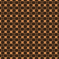 Retro Geometric Circle Pattern with Dots - Grid Design in Orange and Brown