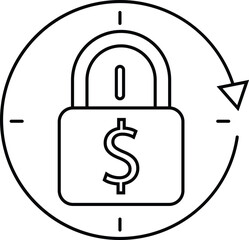 Financial Security Icon․ Time, Lock, and Money Protection․ Minimalist Investment Protection Symbol․ Timed Savings and Safety