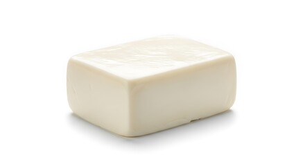 A block of white cheese isolated on white background