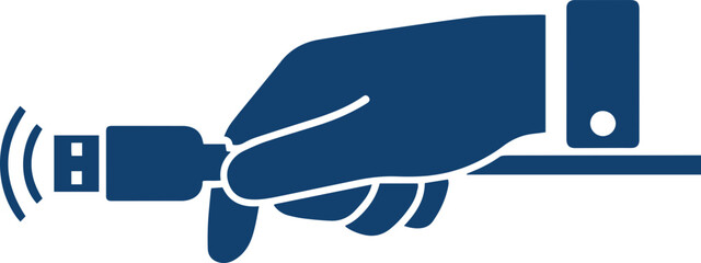 An Icon of a Hand Plugging in a USB Cable