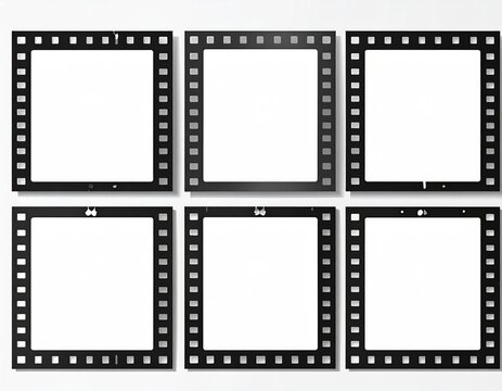 Six film strips with white frames