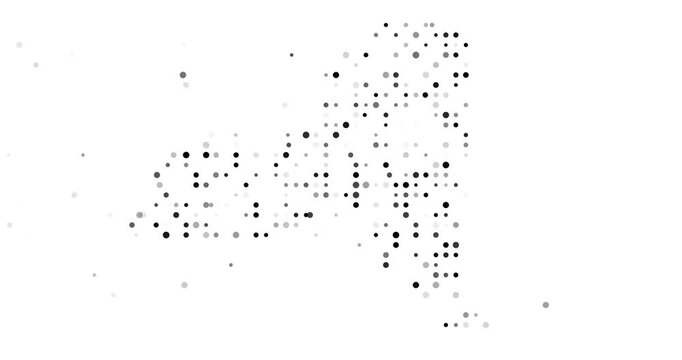 Modern Dot Particle Flow Forming New York Map Structure