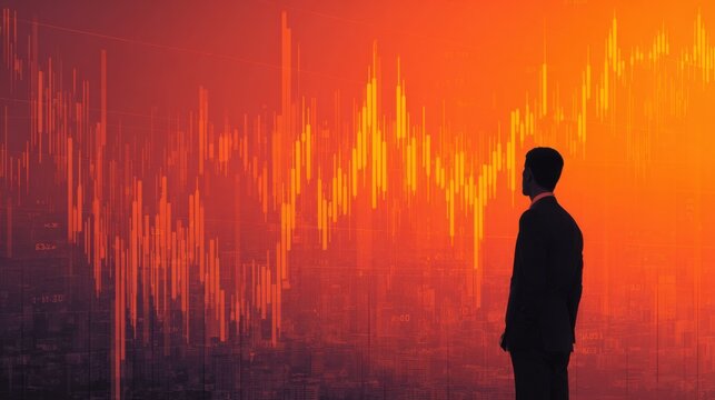 Businessman observing financial stock market data