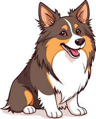 Fototapeta premium Cute cartoon a illustrator vector Sheltie