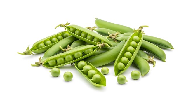 Fresh green peas in pods isolated on white background