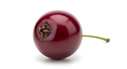 Single dark red cherry isolated on white background
