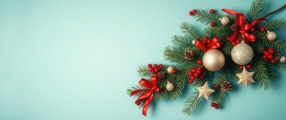 Festive sale banner background design with holiday decorations and vibrant colors