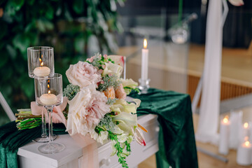 Simple indoor beautiful wedding decor, surprise romantic date indoors
