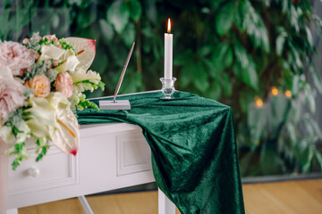 Simple indoor beautiful wedding decor, surprise romantic date indoors