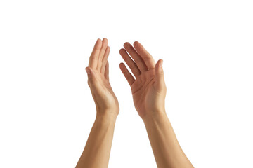 Two hands reaching up in a gesture of praise, celebration, or offering, perfect for expressing success, gratitude, or hope in your next project