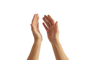 Two hands reaching up in a gesture of praise, celebration, or offering, perfect for expressing success, gratitude, or hope in your next project