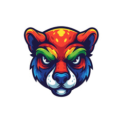 Fototapeta premium Vibrant jaguar head logo design with striking color palette, perfect for a dynamic brand identity or fierce esport team emblem, bold and eye-catching